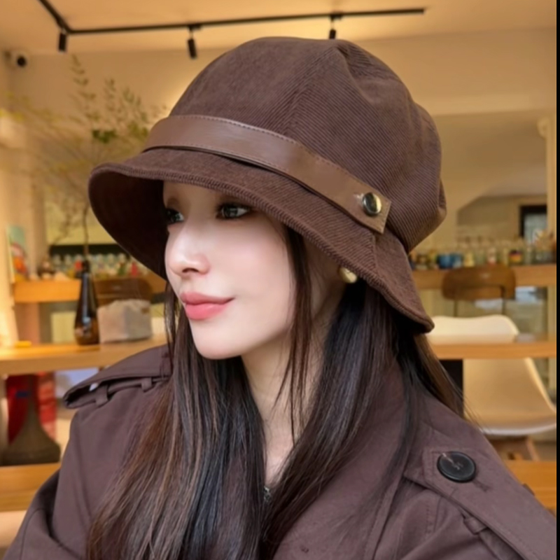 韩系复古美拉德大头围渔夫帽女2025新款一帽多戴遮阳帽显脸小盆帽
