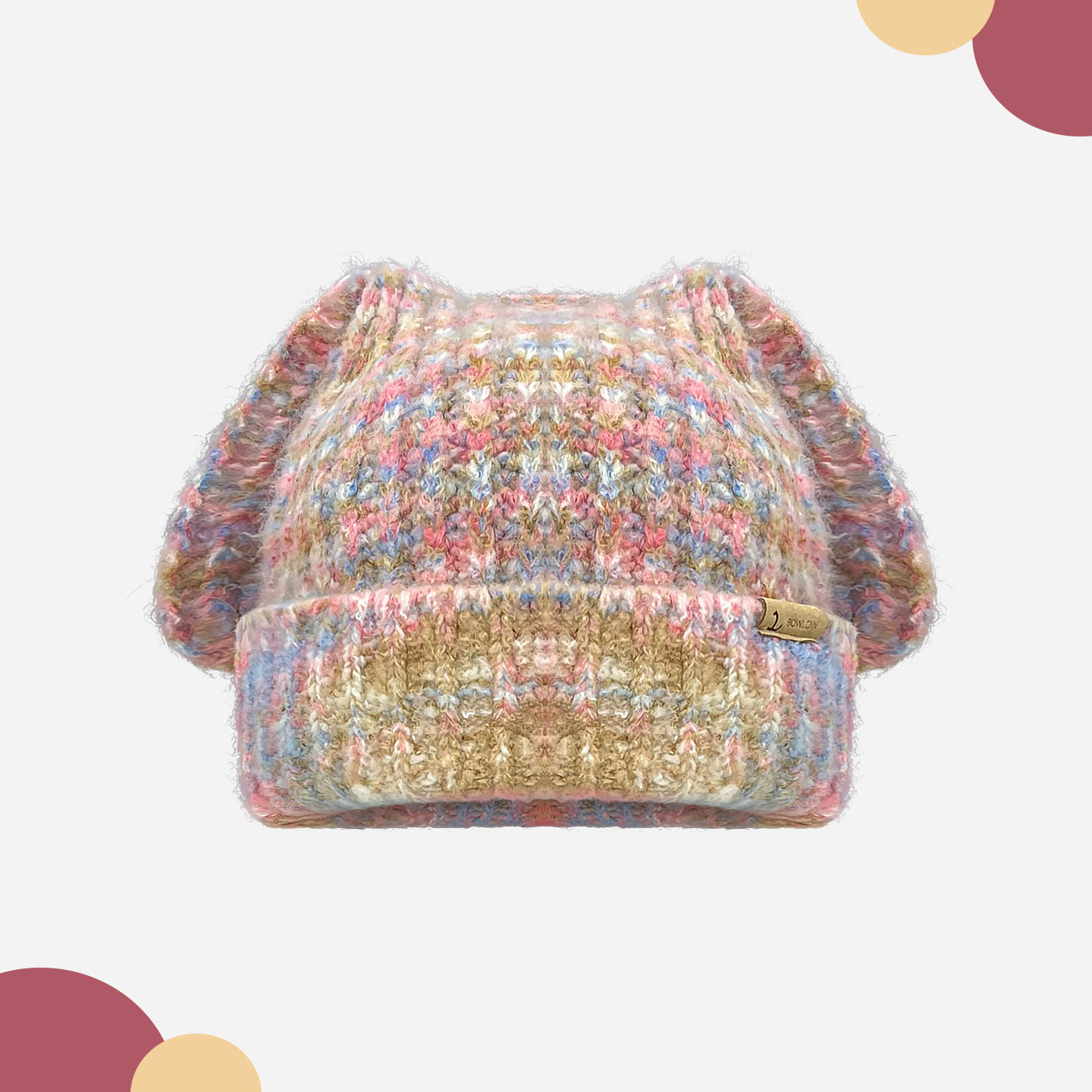 日系甜美多巴胺撞色针织帽女冬