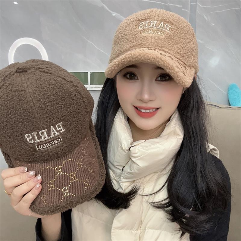 羊羔绒保暖棒球帽女冬季