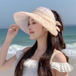 韓版 氣質網紗空頂帽女2025新款 夏季 百搭漁夫帽海邊防曬遮陽帽 時尚