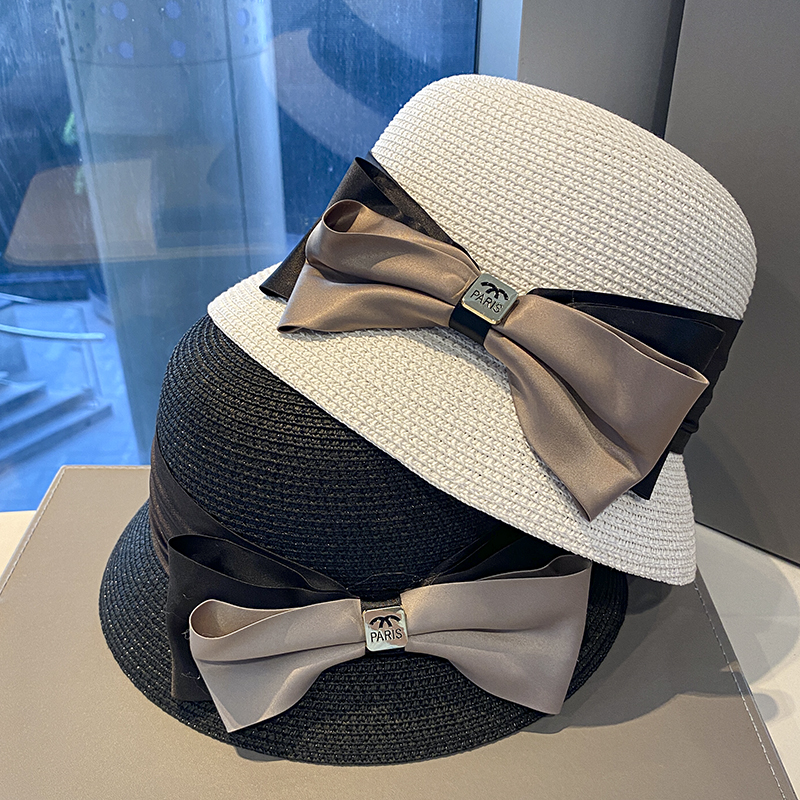 法式复古草帽圆顶优雅防晒女夏季
