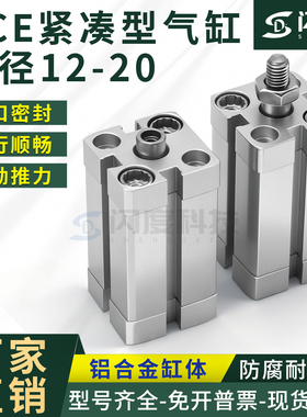 ACE气缸12/16/20/2*5X10X30X50X80X100X150X175X200外牙B/-SB带磁