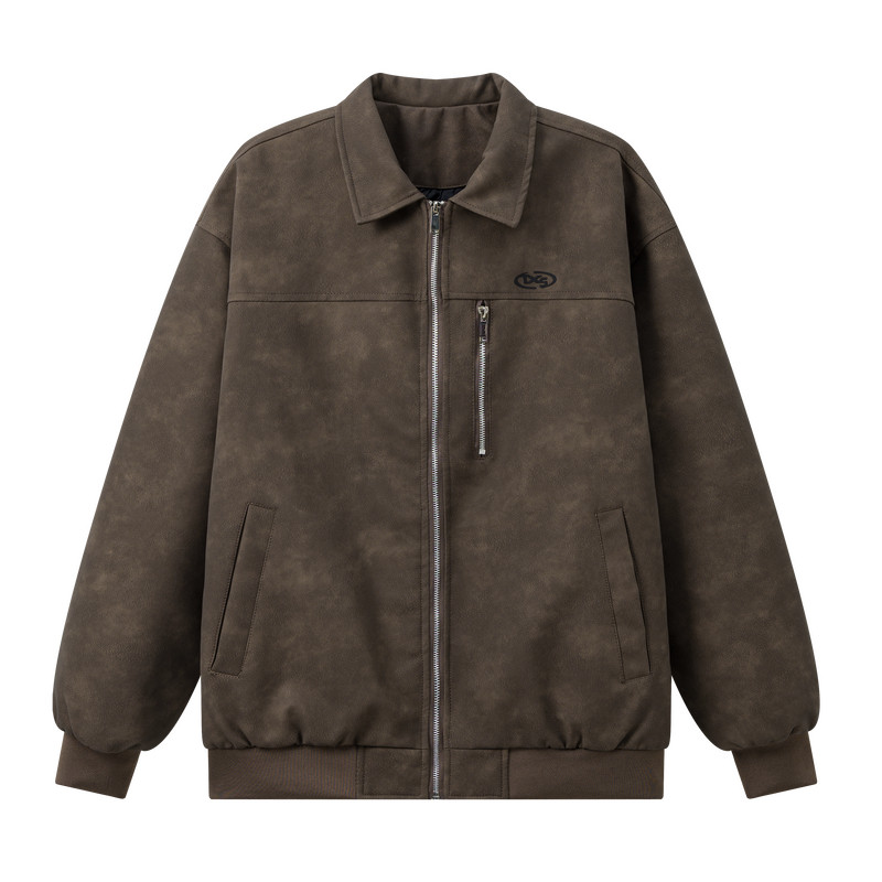 （买一送一）秋冬日系保暖皮衣棉服外套男痞帅机车服加厚翻领外套