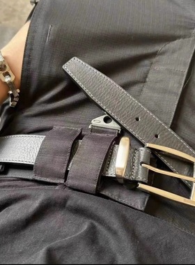 Vujade 006系列头层荔枝纹路针扣腰带休闲百搭cleanfit皮带男