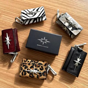 Remedy金属星星钥匙扣牛皮卡包腰间配饰零钱包装饰复古风小众男女