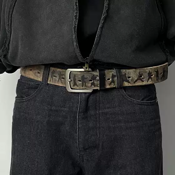 Haruki Murakami Tai Chi Distressed Full-Grain Leather Belt with 36 Holes