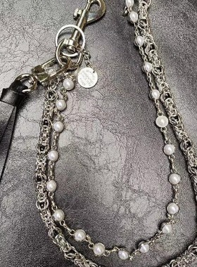 24ss先锋简约双层夹珠手工裤链