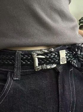 ERD十字架摇滚25ss忧郁的二代皮带cleanfit手工编织复古朋克腰带