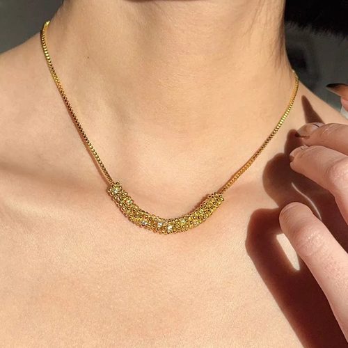 BV风项链轻奢圆珠闪锆麦穗吊坠