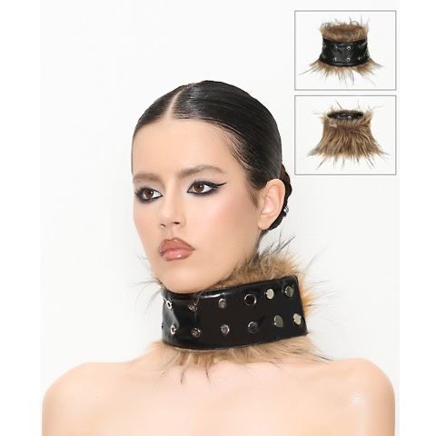 NOLA小众朋克金属铆钉皮质脖套