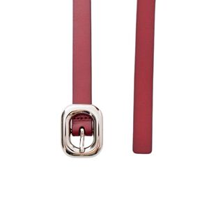 意大利头层皮银色金属扣头精细封边真皮皮带女腰带