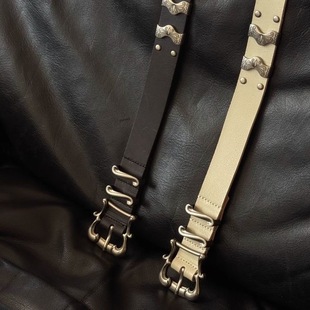 鸢尾花剑道头层牛皮雕刻烫金哑光银牛皮皮带腰带 25SS NOT UGLY