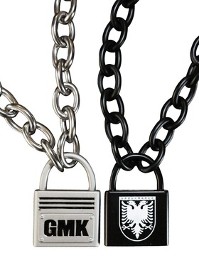GMK字母锁头合金镀银项链情侣