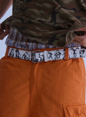 ERD新vintage pu皮时尚复古腰带美式复古人像手绘皮带男女款小众