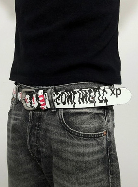 CSONLINE线上 科技巨人!人像数码腰带白色满印皮革嘻哈1of1