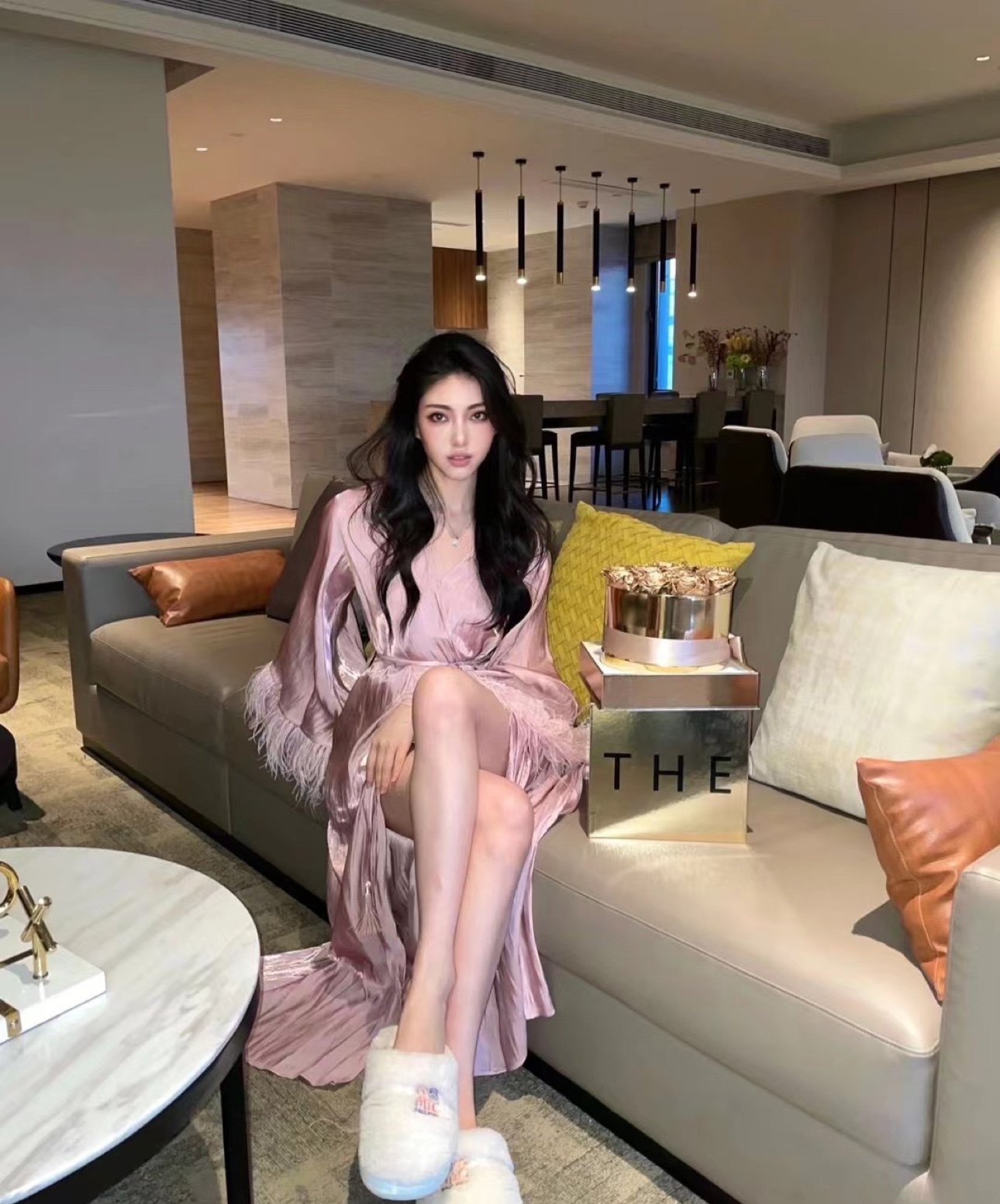 性感羽毛晨袍女新娘婚礼春秋夏天季2023新款冰丝结婚伴娘睡衣睡袍