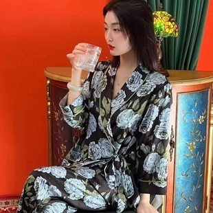 春秋冰丝睡衣女高级感冰雪丝春夏款仿真丝绸缎网红爆款家居服套装