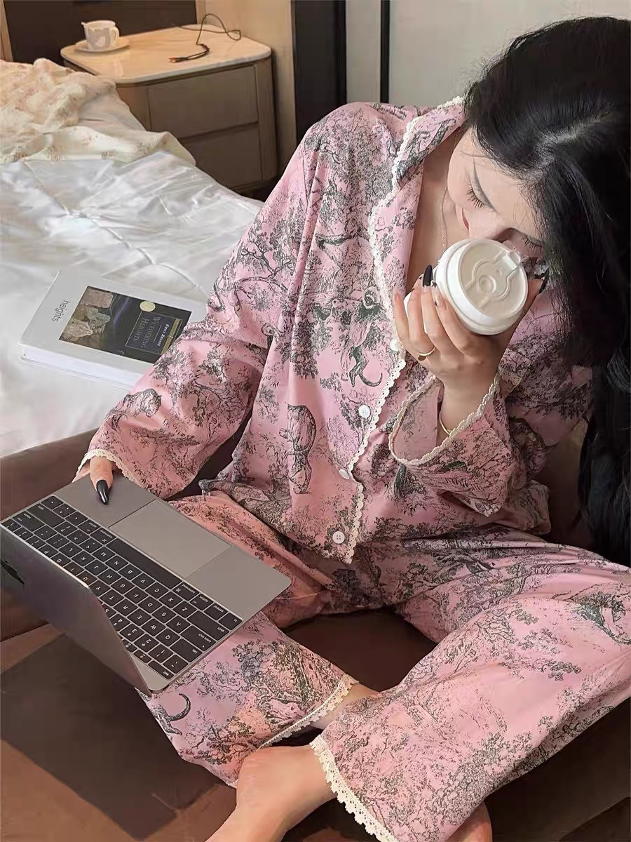 睡衣女春秋款纯棉长袖高级感2024年新款女士家居服睡衣女款夏季