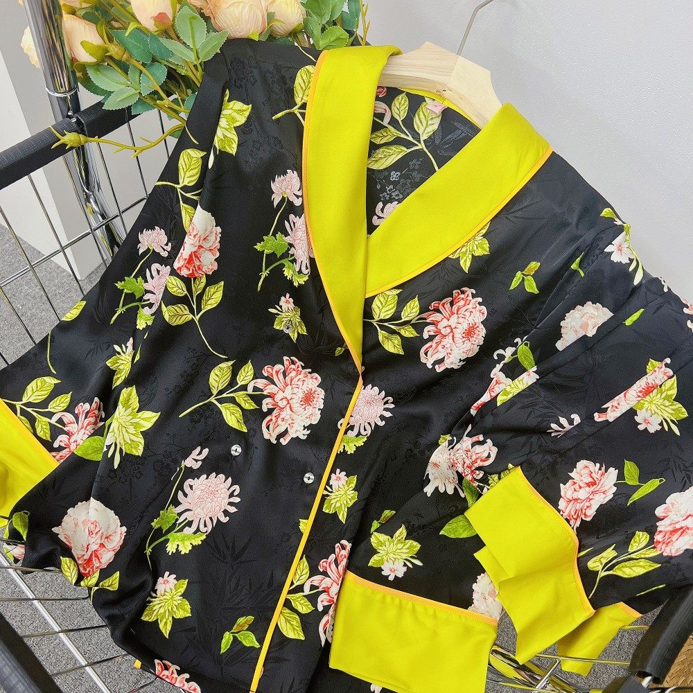 2022新款春秋显瘦长袖女款家居服高级奢华冰丝仿丝绸缎睡衣可外穿