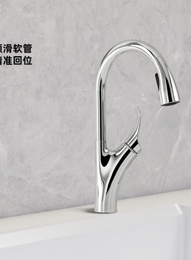 科勒厨房欣格抽拉式万向旋转防溅洗菜盆冷热水龙头K-26448T-4-CP