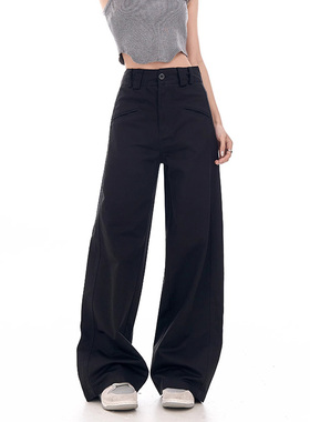 99240-35八字口袋设计感西装裤子女大码胖mm显瘦垂感阔腿裤小个子