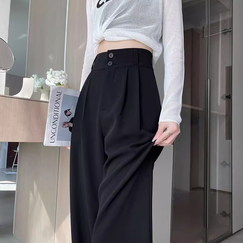 99232-040双扣西装裤子女大码胖mm显瘦梨型身材阔腿裤子高级垂感