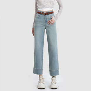 77216-42大码九分弹力牛仔裤子女胖mm显瘦小个子梨型身材高腰阔腿