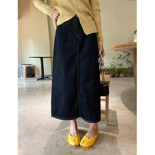77005-036牛仔裙胖mm遮肚子显瘦大码梨型身材a字半身裙女高腰遮胯