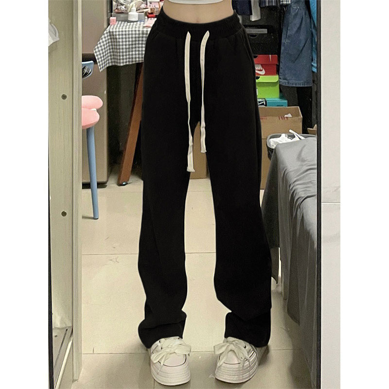 99162-039高腰直筒运动休闲阔腿裤胖mm大码梨型身材遮胯显瘦裤子