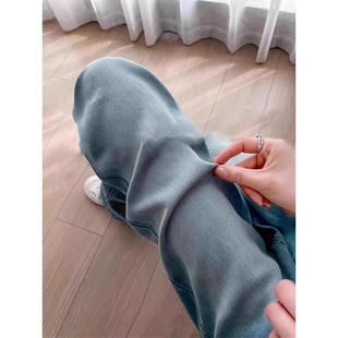 42薄款 阔腿裤 天丝牛仔裤 女胖mm显瘦梨型身材高腰窄版 子大码 77096