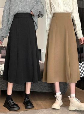 99133-040胖mm大码女装半身裙遮肚子遮胯宽a字毛呢裙苹果型身材
