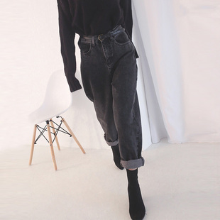 牛仔老爹裤 子微胖mm穿搭遮肉高腰显瘦萝卜大码 038梨型身材裤 9327