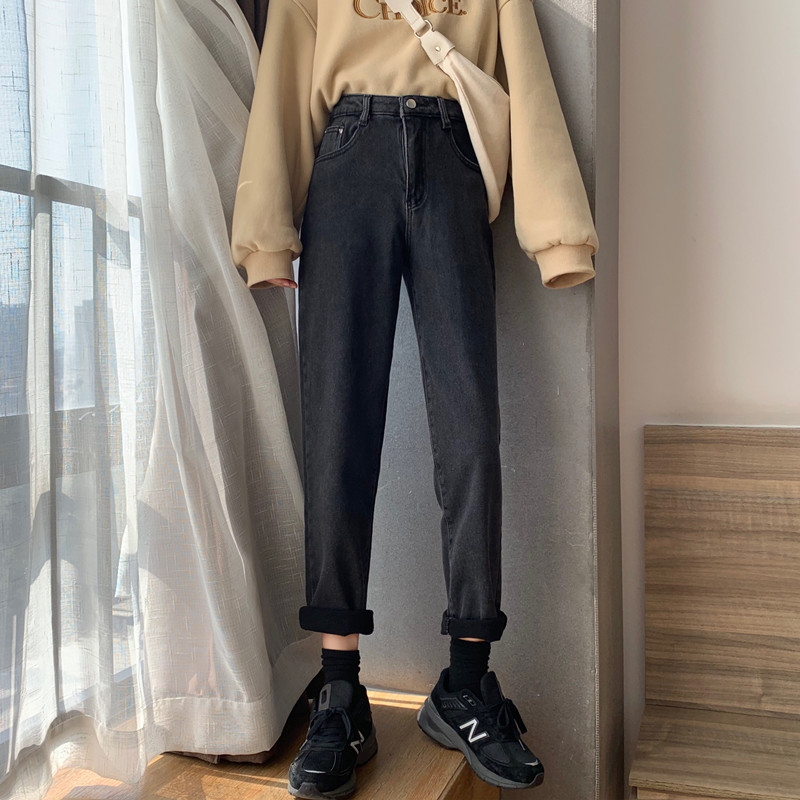 大码哈伦牛仔裤子女胖mm显瘦