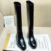 2025秋冬新款 平底长靴女高筒靴真皮长筒靴英伦平跟马丁靴女骑士靴