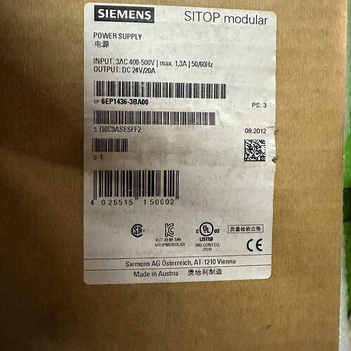 6EP1436-3BA00 工业电源 SITOP模块化DC24V20A工控电源议价维修