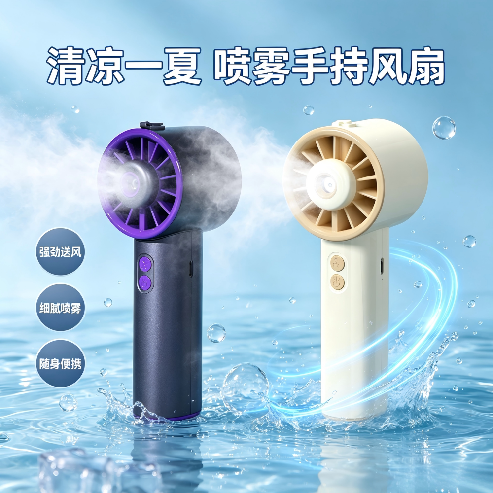 迷你随身加湿喷雾手持风扇