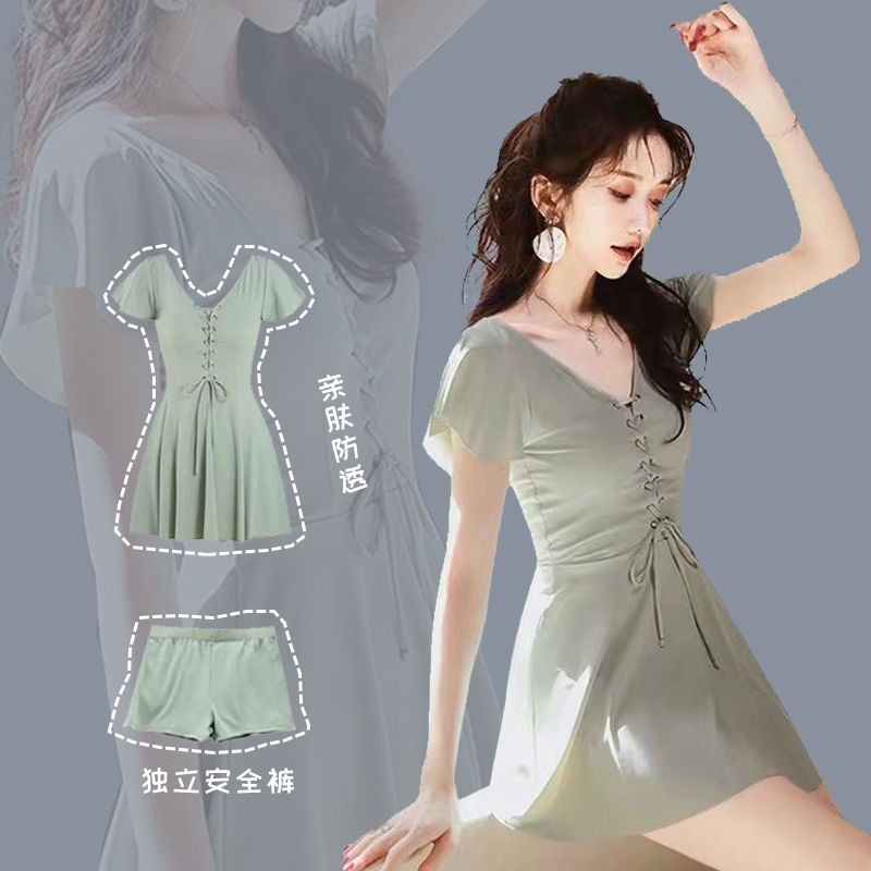 新款游泳衣女夏分体式平角保守