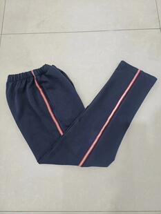 可定 直筒裤 夏秋中小学生校服裤 藏蓝镶一道红加反光条纯棉直筒长裤