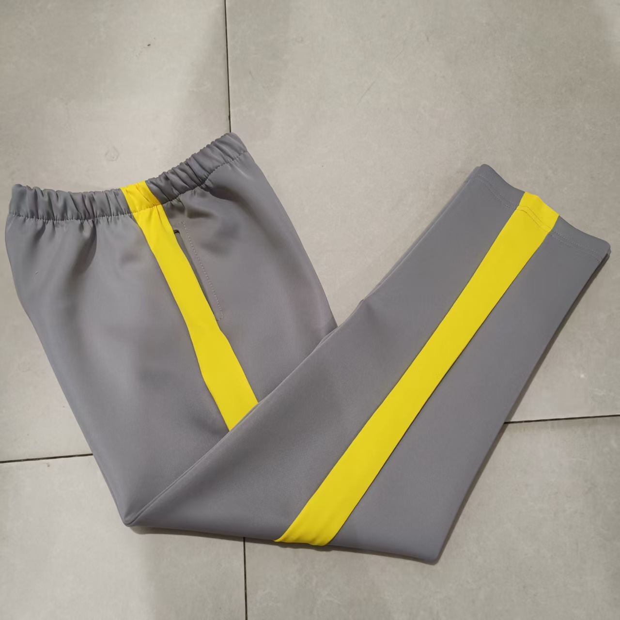 春秋款中高小学生男女校服长裤灰色南韩丝拼黄宽杠运动校裤子