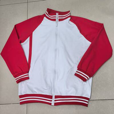 春秋冬款北京二十中学校服白色拼大红袖子拉链外套头帽衫校服上衣