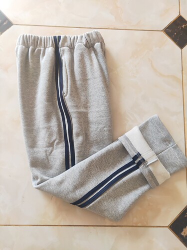 加绒校服浅灰二道运动裤中性款