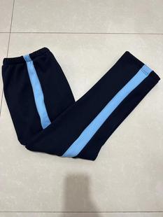 订做纯棉中小学生男女校服长裤深藏蓝色拼浅蓝宽杠运动休闲校裤