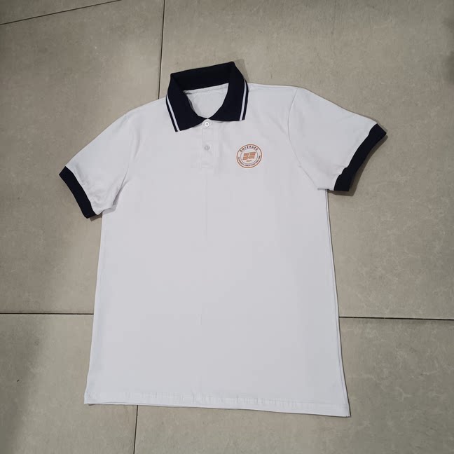 棠湖实验中学学生夏季纯棉薄款白色校服短袖休闲运动中性款可定制