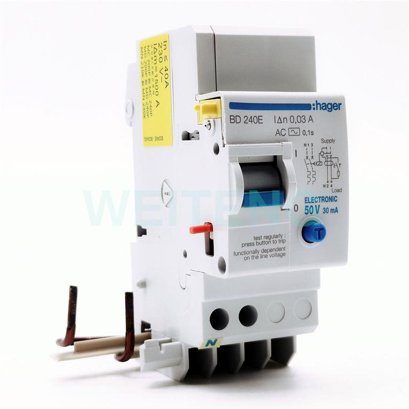 hager海格 BD240E 漏电断路器附件2P双极剩余电流保护模块40A空开