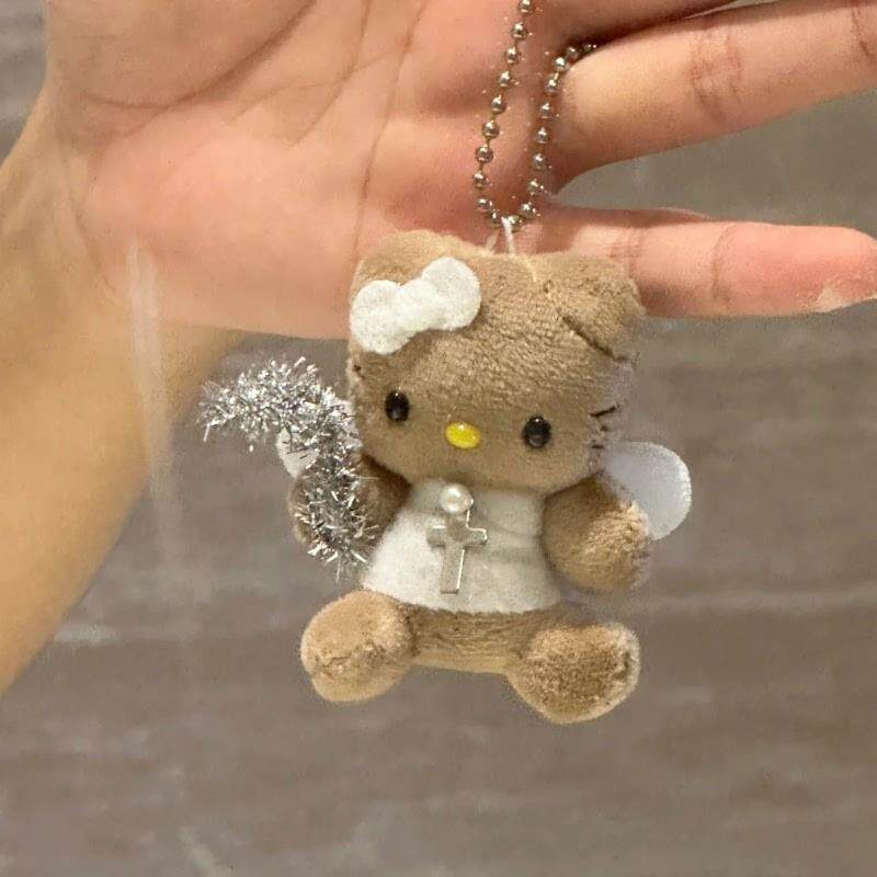 日本Lizerdyx中古哈喽kt黑皮包挂件kitty背包毛绒公仔小饰品