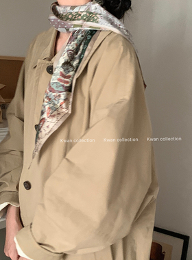 KWAN韩版绿野仙踪花卉菱形丝巾复古高级感围巾时尚领巾发带新款