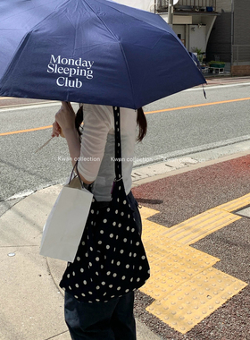 KWAN韩系波点灯芯绒单肩包女ins复古小众大容量托特包2025新款