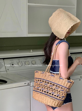 KWAN萝莉帽小清新拉菲草帽子女大头围夏天百搭沙滩旅游度假遮阳帽