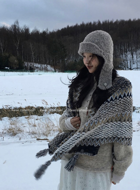 KWAN韩国ins纯色可爱飞行帽子女秋冬保暖护耳百搭毛线帽雷锋帽