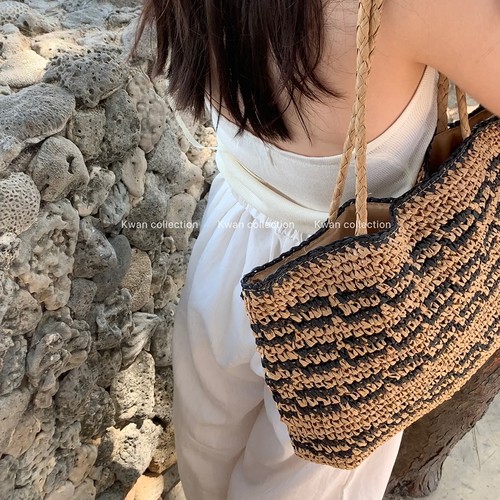 法式复古编织草编包夏季海边度假